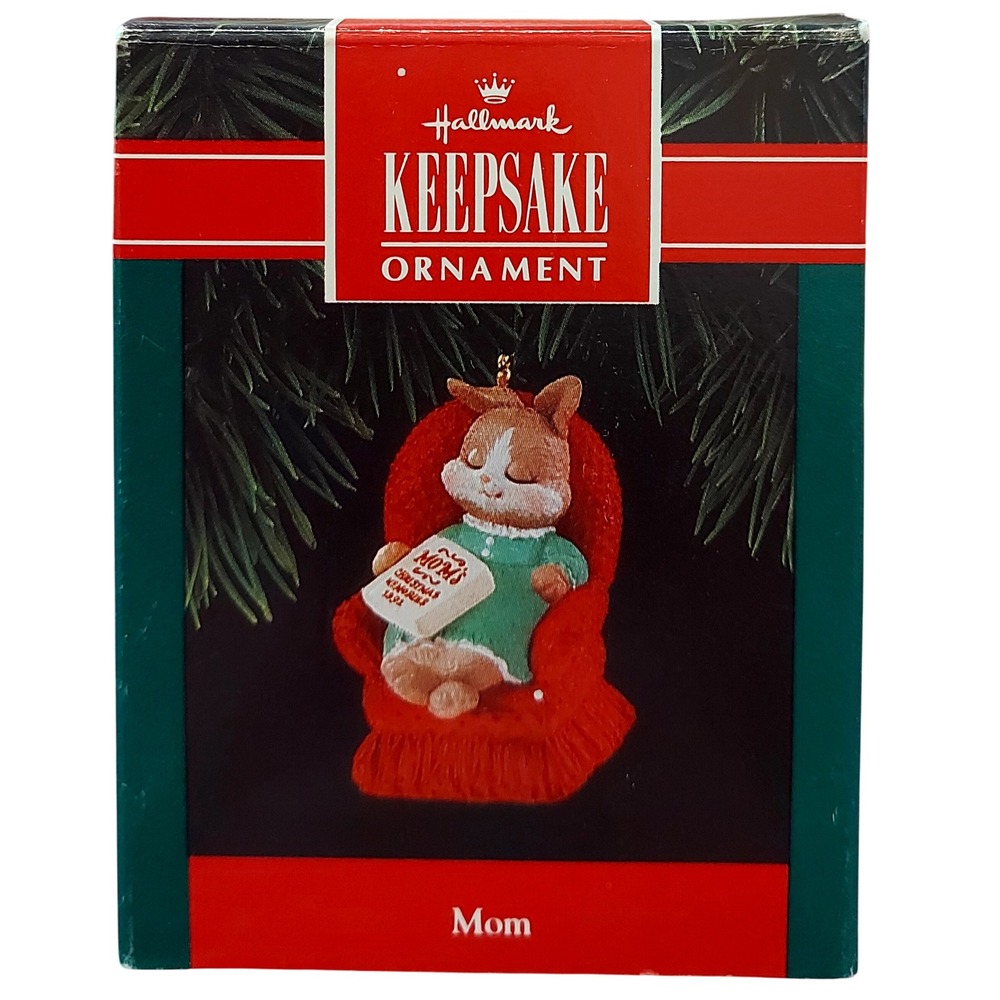 Vintage Hallmark Keepsake Ornament 1992 Mom Bunny Rabbit in Red Chair QX516-4